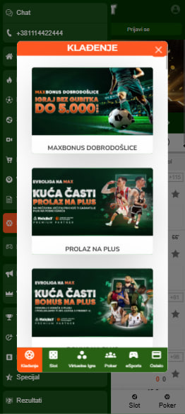 MaxBet Bonus Dobrodošlice Mobile