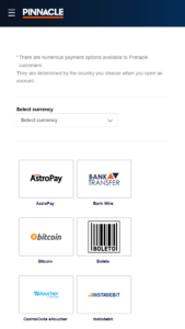 Pinnacle Payments Page Betting