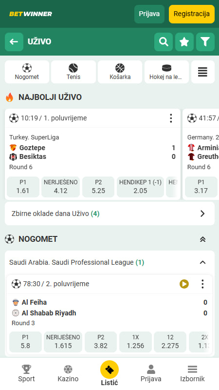 Uživo klađenje Betwinner Bosna