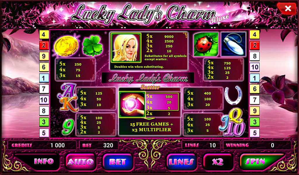 lucky lady charm slot bonus