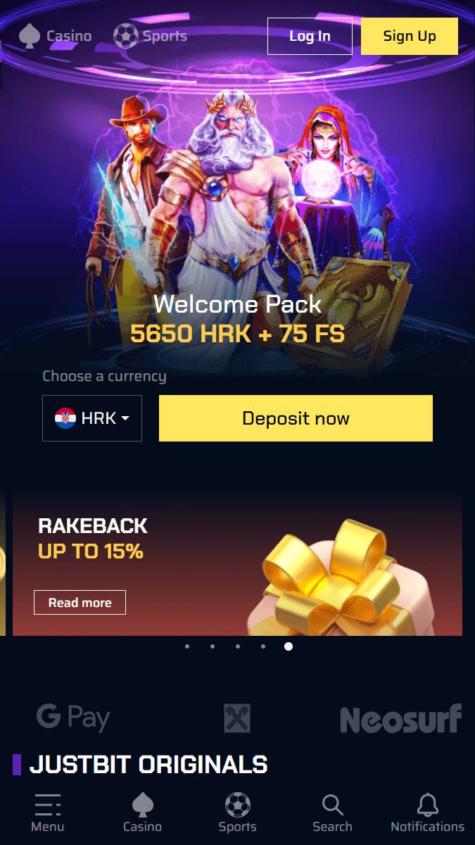 Justbit Betting Main Mobile