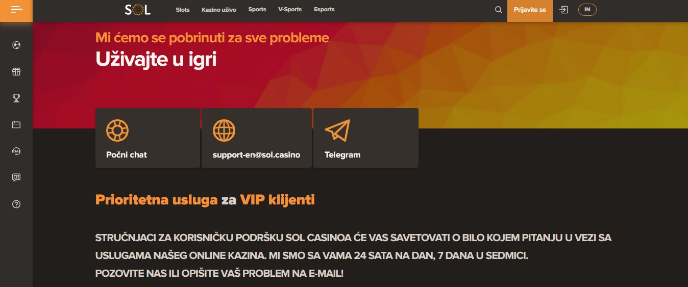 SOL Casino Customers Support, kladionice.tv