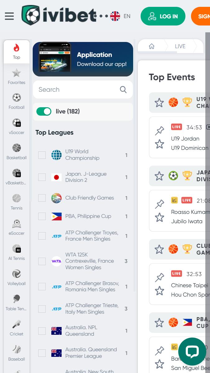 Ivibet Betting Live Page