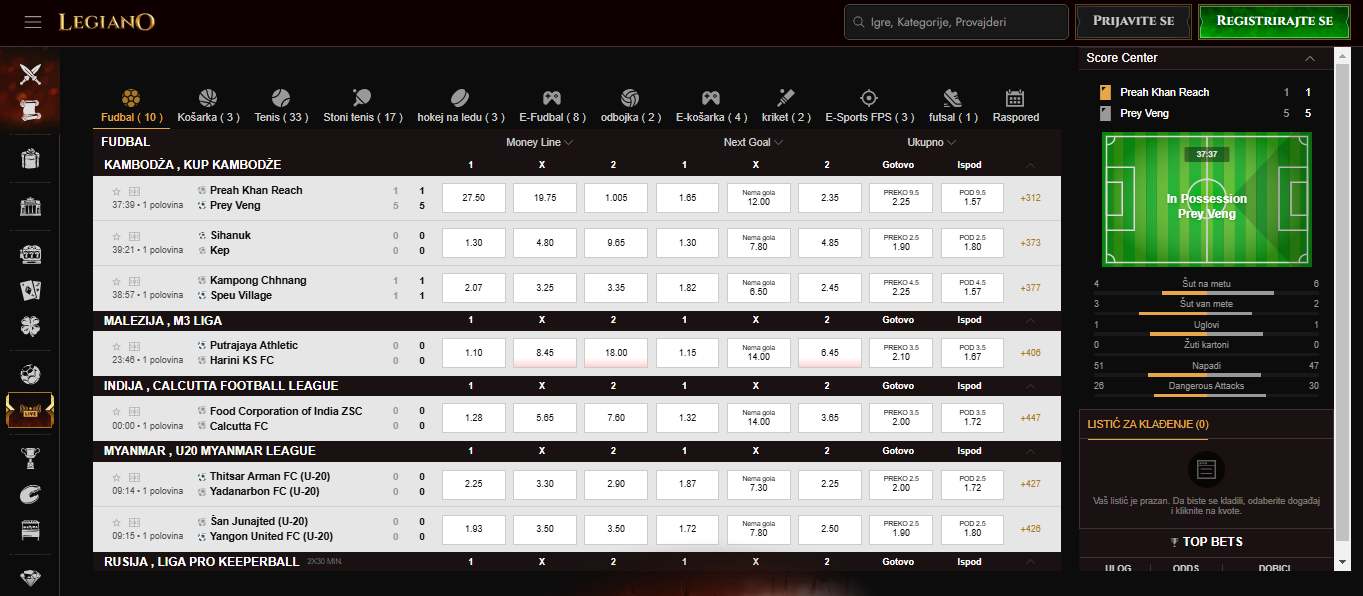 Legiano Bookmaker Live Sport Betting, kladionice.tv