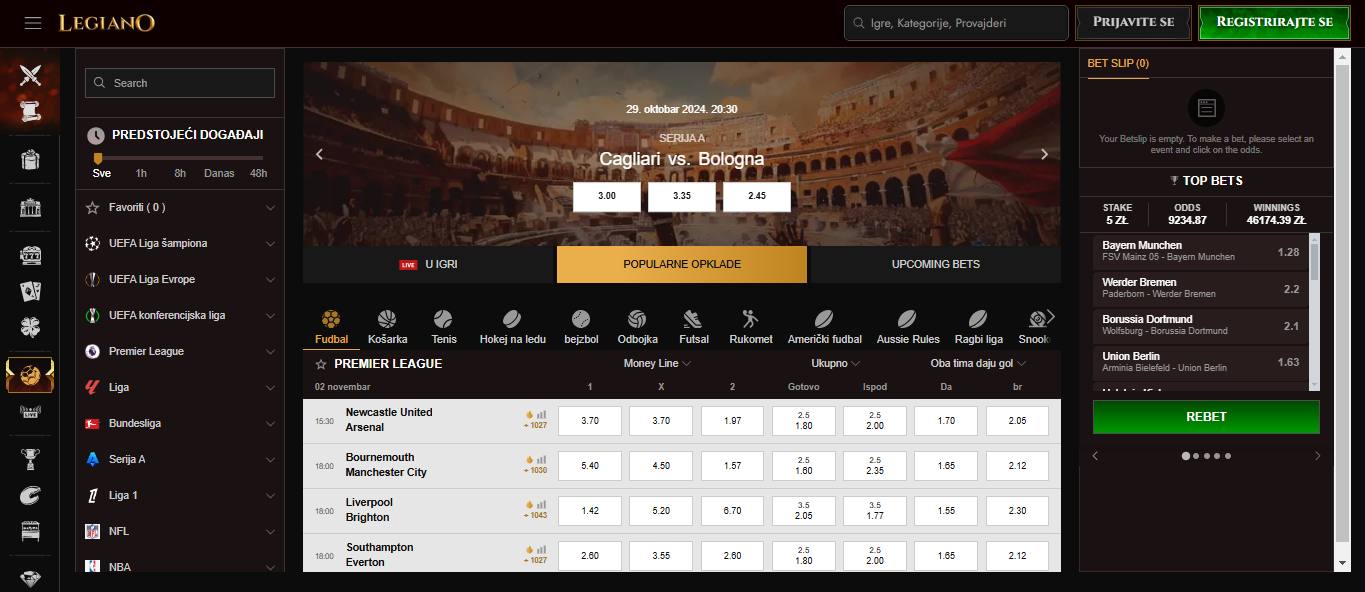 Legiano Bookmaker Sport Betting, kladionice.tv