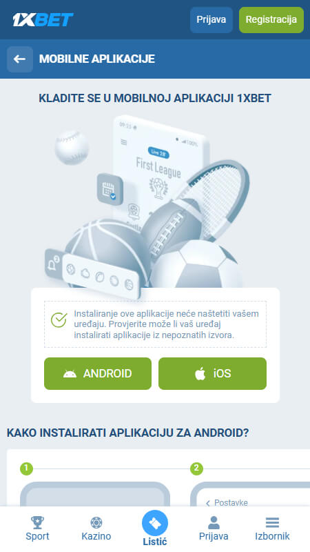 1xBet mobile app Croatia