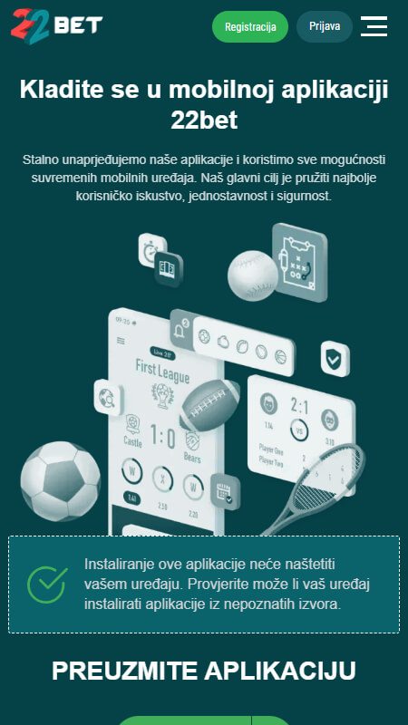 22Bet mobile app Croatia