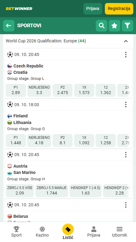BetWinner Aplikacije za klađenje na Svetsko prvenstvo