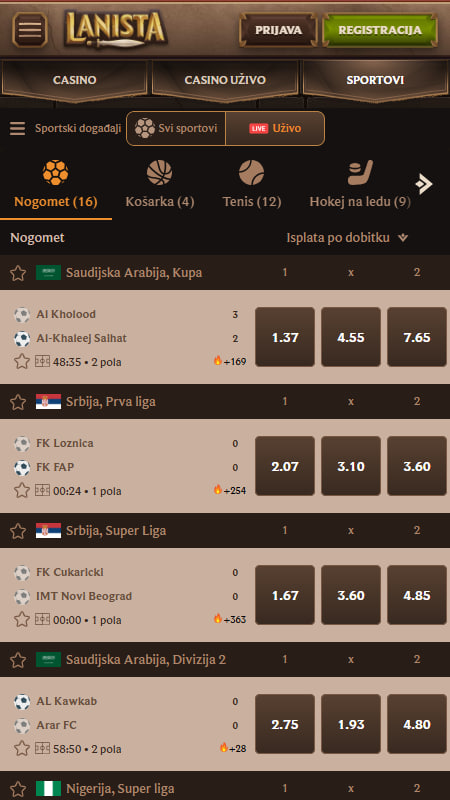 Klađenje uživo Lanista kladionice 