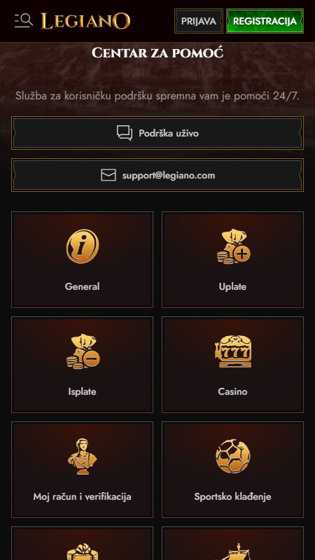 Legiano Korisnička podrška