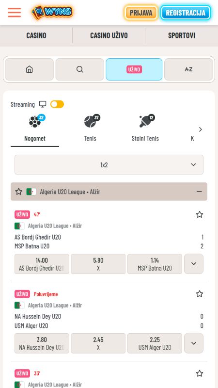 Klađenje uživo na Wyns Croatia