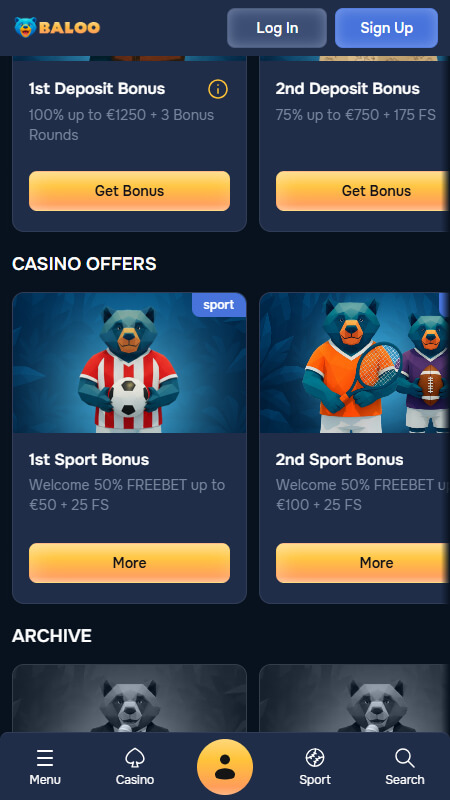 Baloo.bet sport Bonusi i Promocije