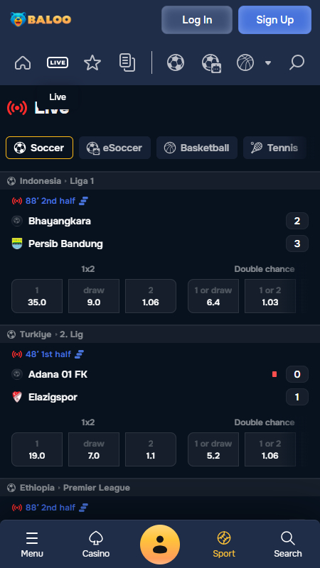 Baloo.bet live betting