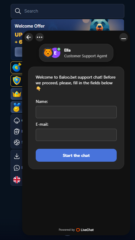 Baloo.bet support chat