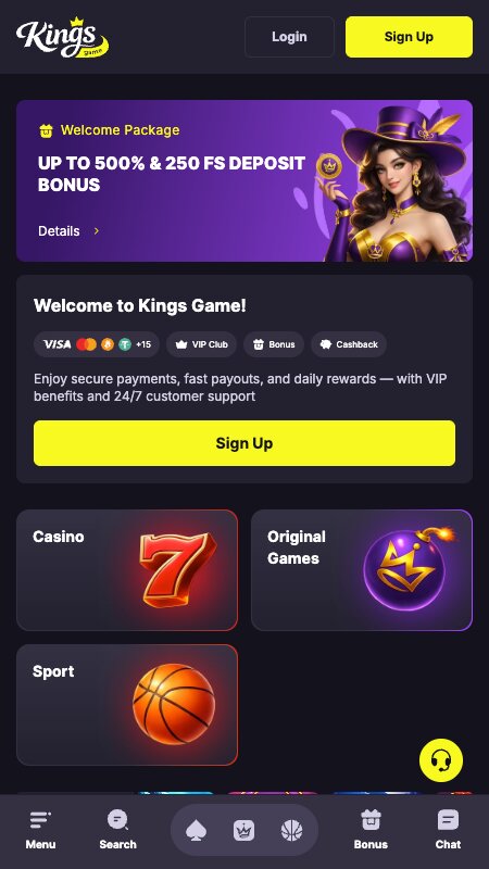 Početna stranica kazina Kings Game