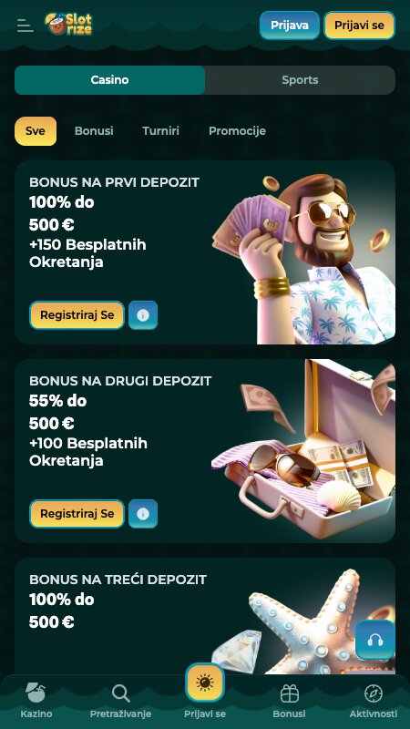 Slotrize bonusi i promocije
