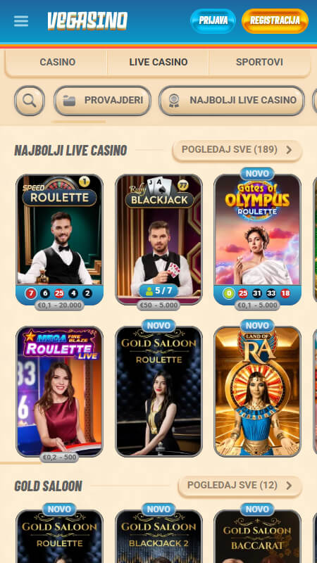 Vegasino live casino