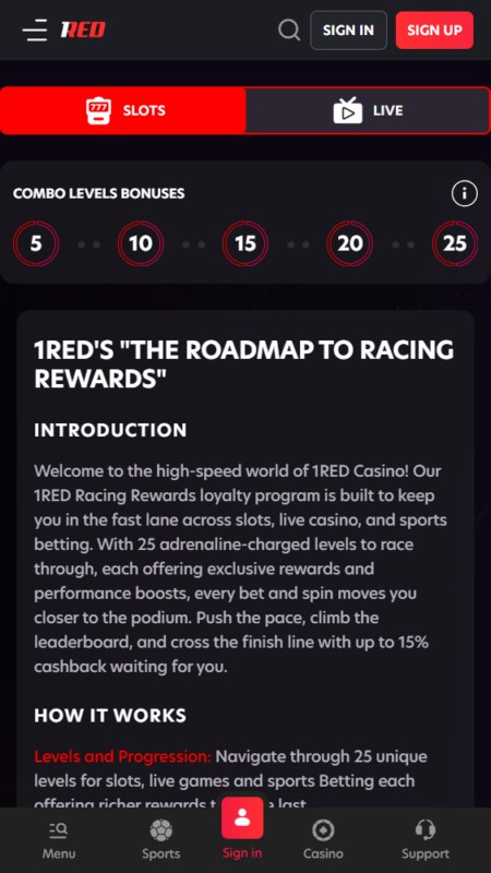 1Red VIP program