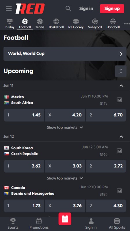 1Red sport betting