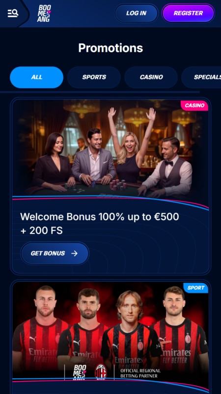 Boomerang Bet bonuses