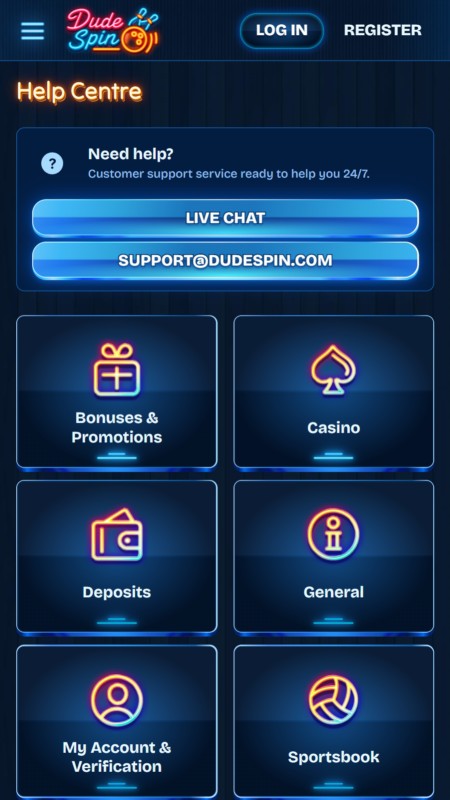 DudeSpin customer support