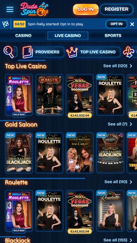 Dudespin live casino