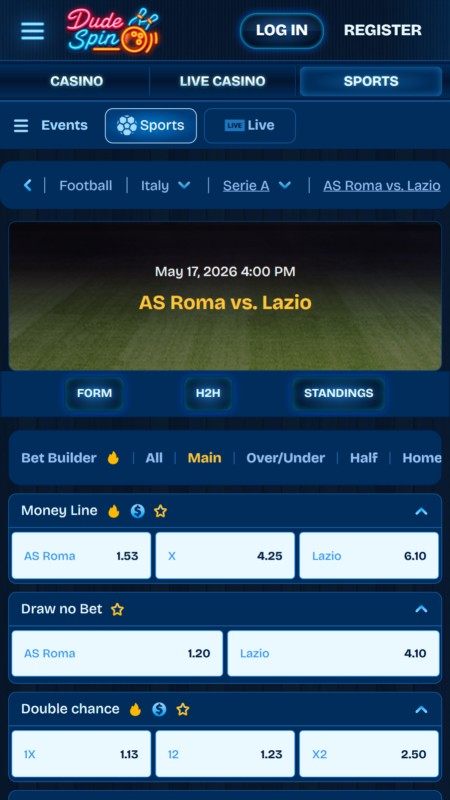 DudeSpin Odds and Markets