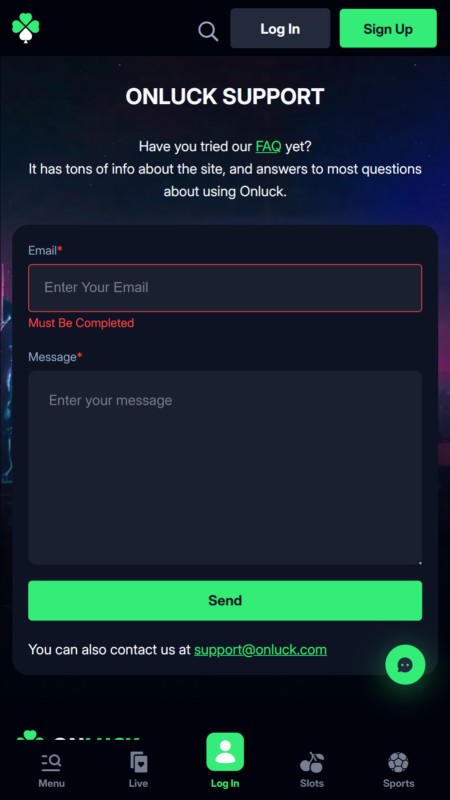 Onluck customer support