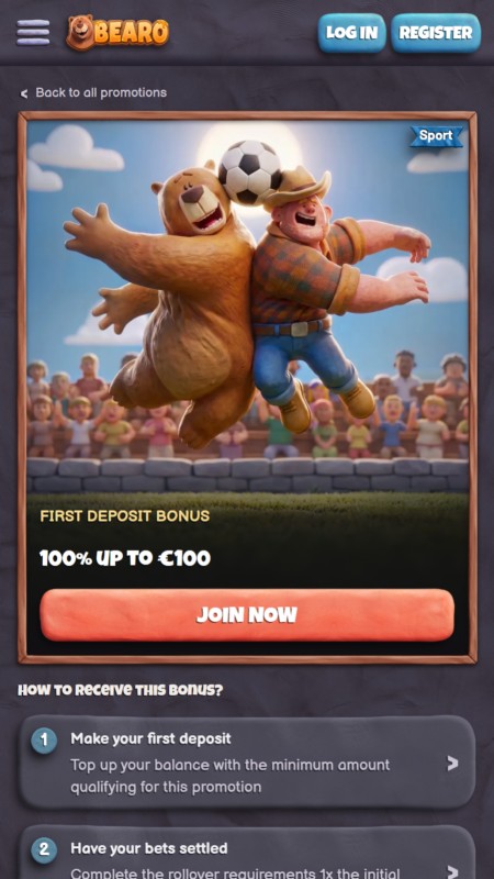 Bearo welcome bonus