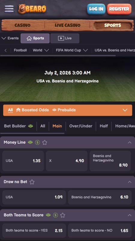 Bearo odds and margins