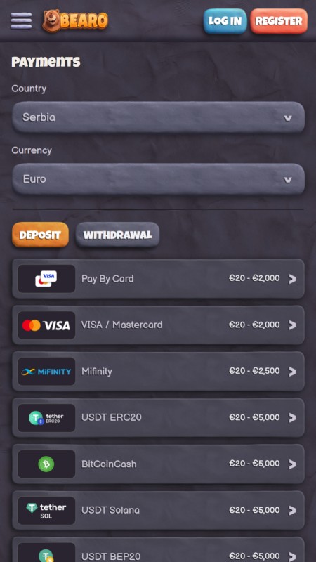 Bearo Payment methods