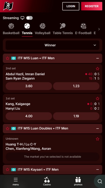 Piratepots live betting