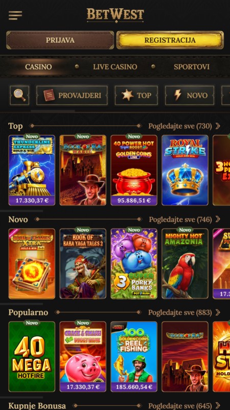 Betwest casino games