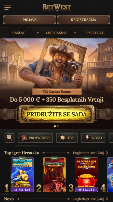 Betwest casino homepage
