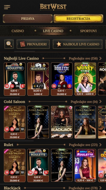 Betwest live casino