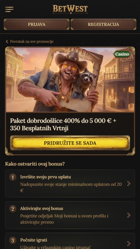 Betwest welcome bonus