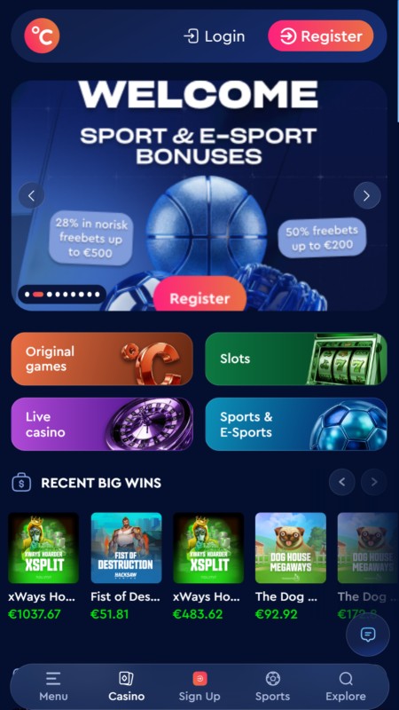 Celsius bookmaker homepage