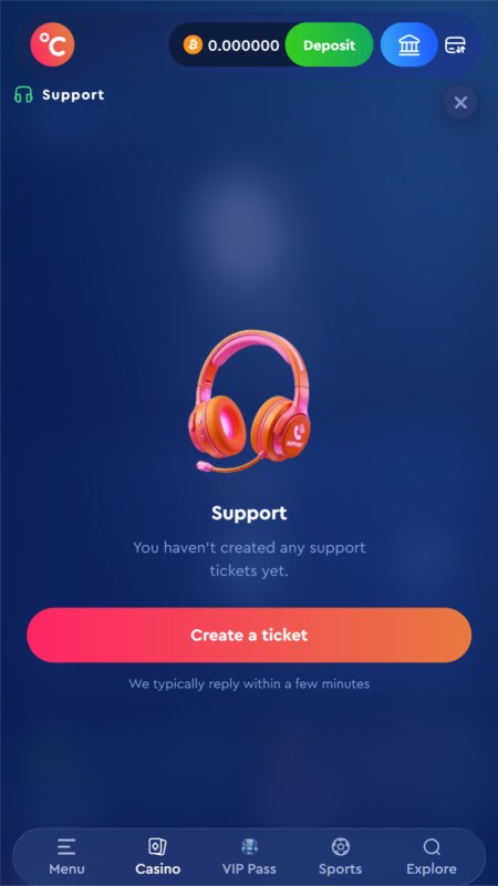 Celsius casino customer support