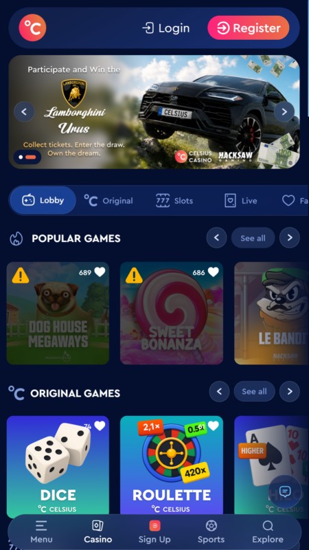 Celsius casino games