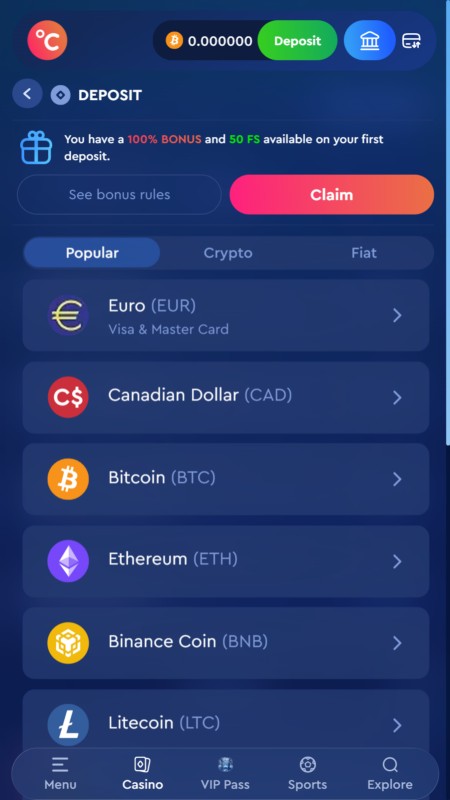 Celsius payment methods