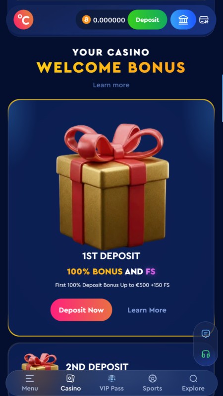 Celsius casino welcome bonus