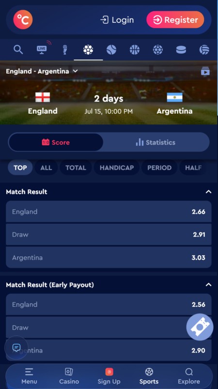 Celsius odds and markets 