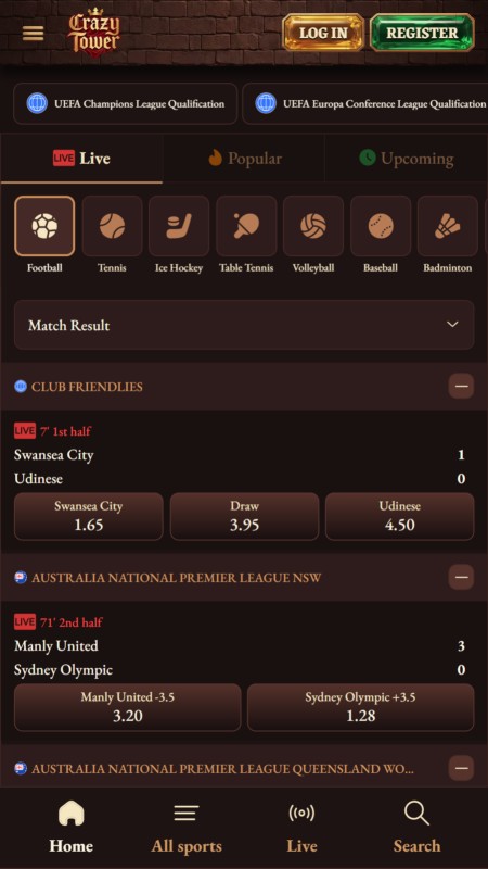 Crazy Tower live betting