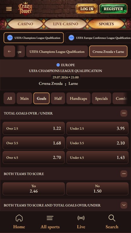 Crazy Tower odds and margins