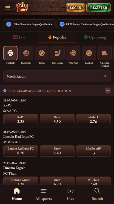 Crazy Tower sport betting