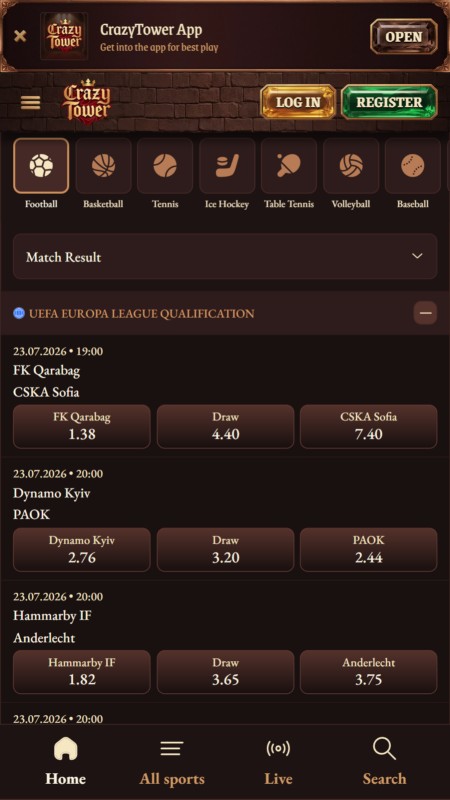 Crazy Tower sport betting
