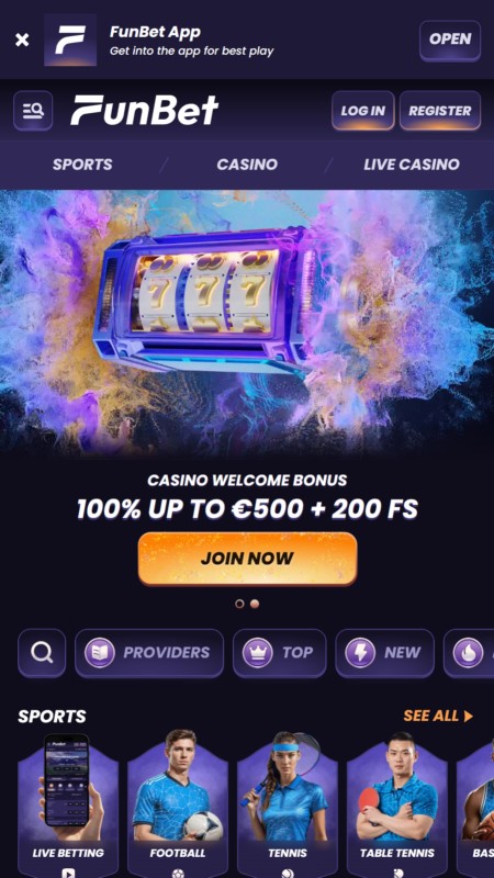 Funbet casino homepage