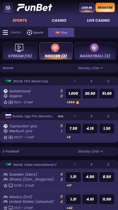 Funbet live betting