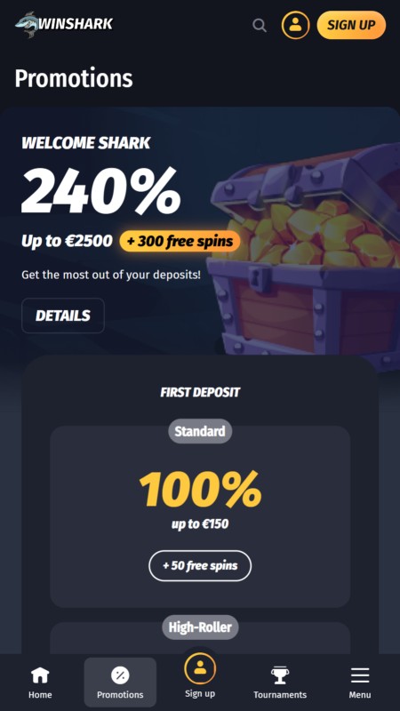 Winshark casino bonus
