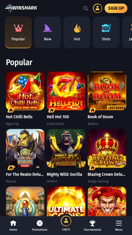 Winshark casino games
